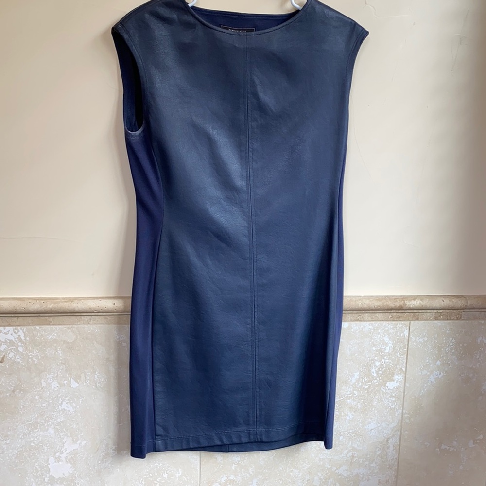 BCBG leather party mini dress